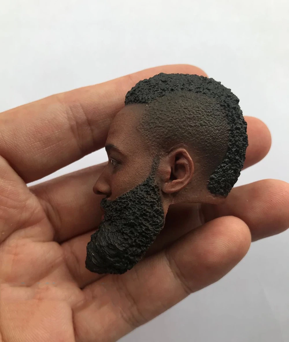 1/6 Male Basketball Player Harden Big Beard Head Sculpture Carving Model Fit 12inch Action Figures Collect DIY