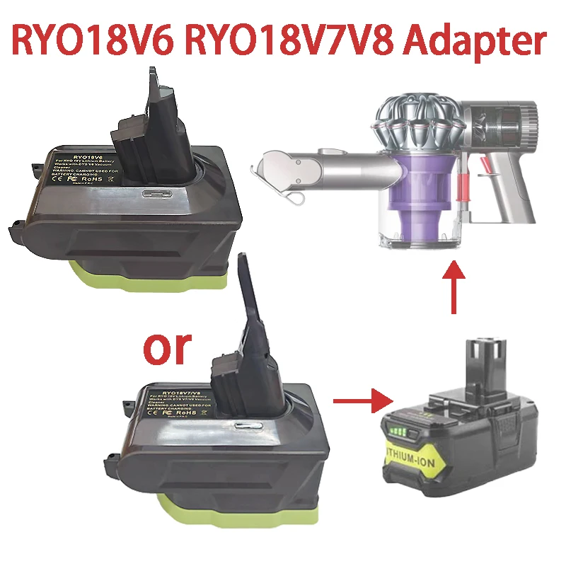 

RYO18V6 RYO18V7V8 Adapter Converter For Ryobi 18V Lithium Batteries Compatible with For Dyson V6 V7 V8 Series Vacuum Cleaners
