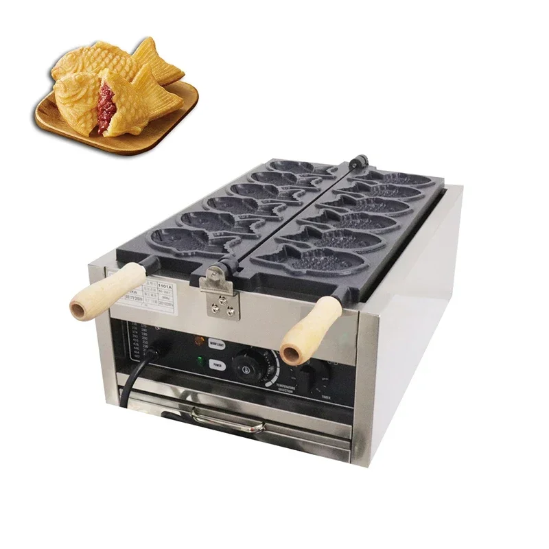 Commercial Taiyaki Fish Waffle Maker 110V/220V Open Mouth Ice Cream Taiyaki Machine Fish Cake Baker