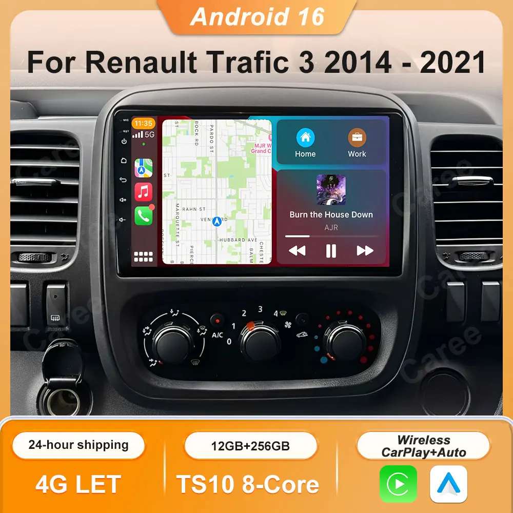 

Android 14 для Renault Trafic 3 2014-2021 для Opel Vivaro B 2014-2018 Авто радио Мультимедийный автомобильный плеер GPS Видеокамера Dash BT