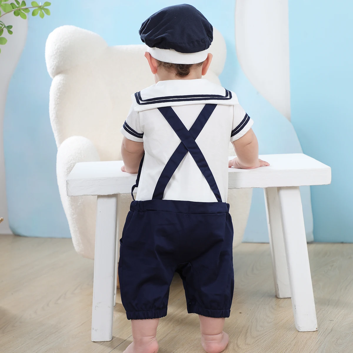 Baby Navy Costume Rompers for Boys Newborn Girl Sailor Style Toddler Halloween Carnival Jumpsuit Infant Cosplay Playsuit