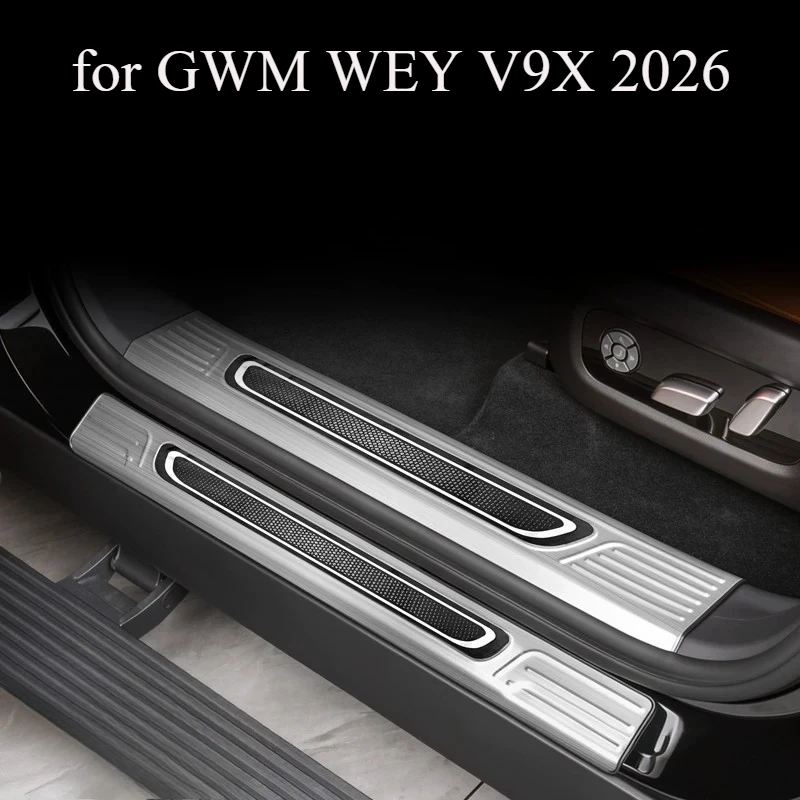 Stainless Steel Door Sill Scuff Plates Welcome Pedal Trim for GWM WEY V9X 2026 - Anti-Scratch Anti-Wear Car Exterior Protector