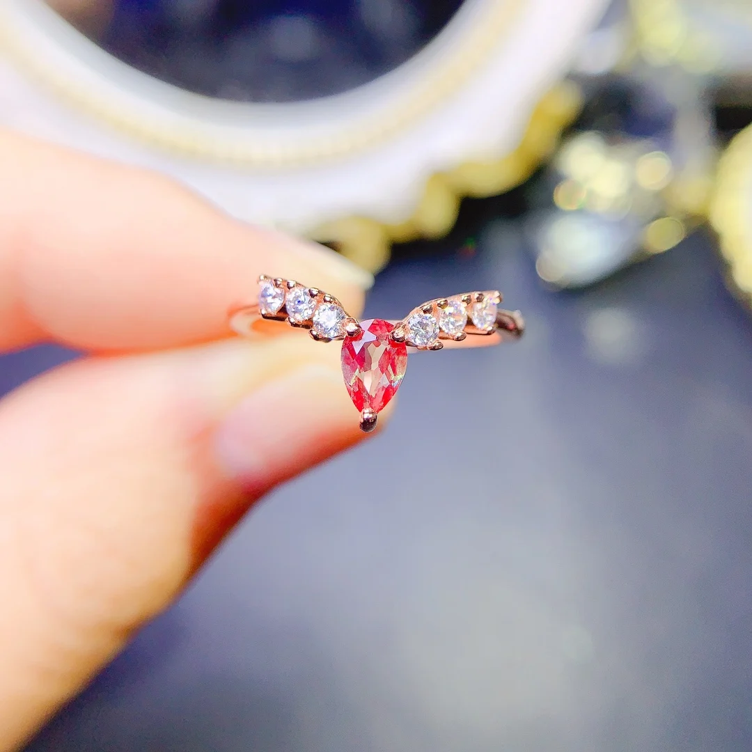 

Pear 4x6mm Alexandrite Curved Ring 925 Silver Alexandrite Stacking Ring Alexandrite Stackable Ring