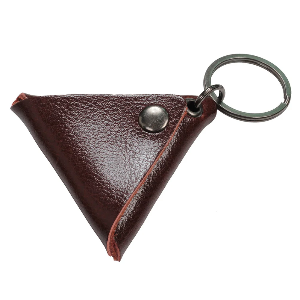 Key Fob Keychain Guitar Pick Case Storage Bag for Accessories Backpack Holder Brown