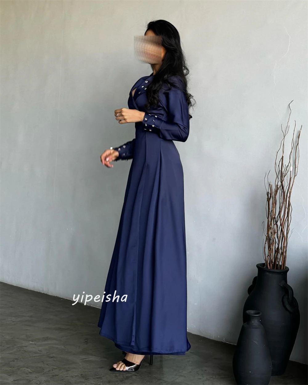 Customized Jiayigong  Simple Modern Style Formal Evening V-Neck A-line Sequineds Bespoke Occasion Dresses