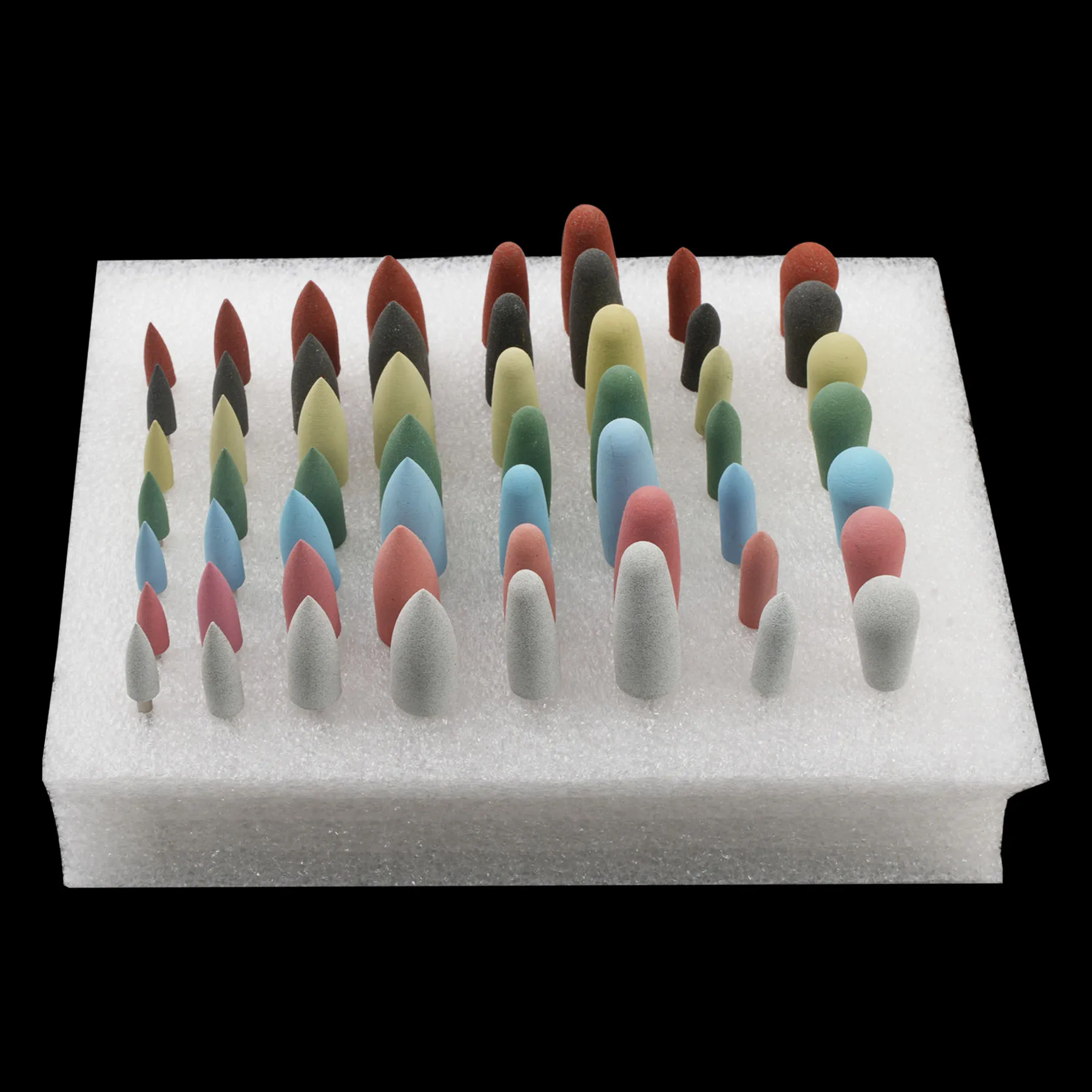 56Pcs/Set Silicone Rubber Polishers Diamond Polishing Burs 2.35mm Teeth Whitening Plishing Drill Dental Polishing Nail Drill Bit