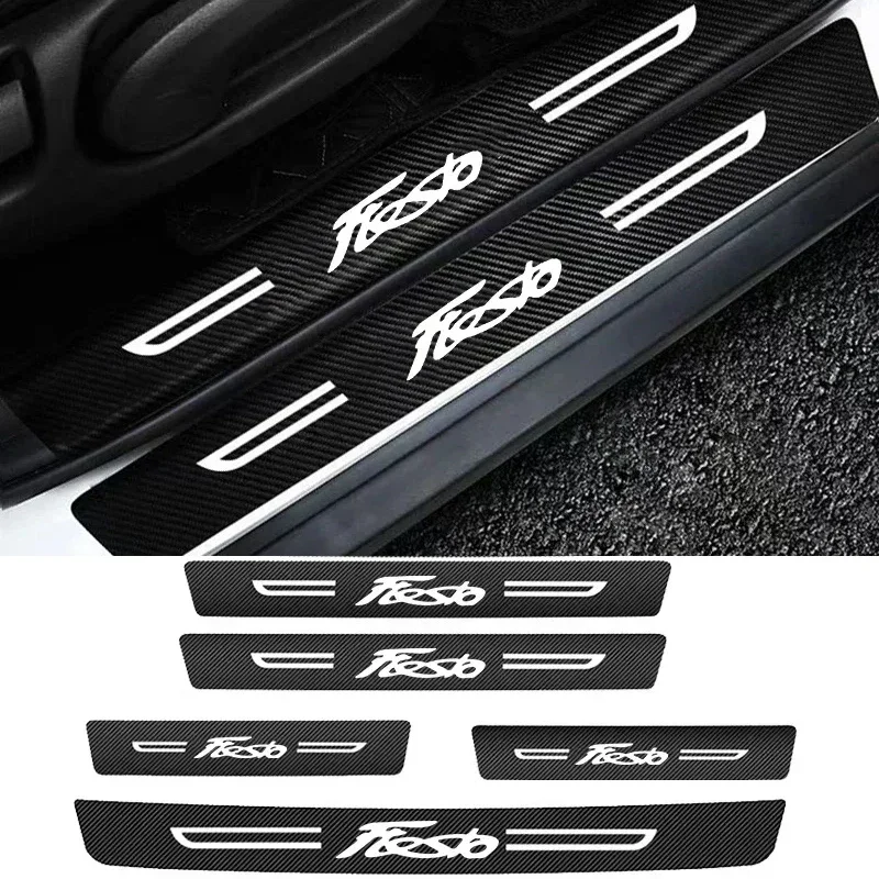 Carbon Fiber Car Door Sill Side Threshold Anti Scratch Waterproof Sticker 4pcs For ST LINE Mk3 Mk4 Focus Ecosport Mondeo