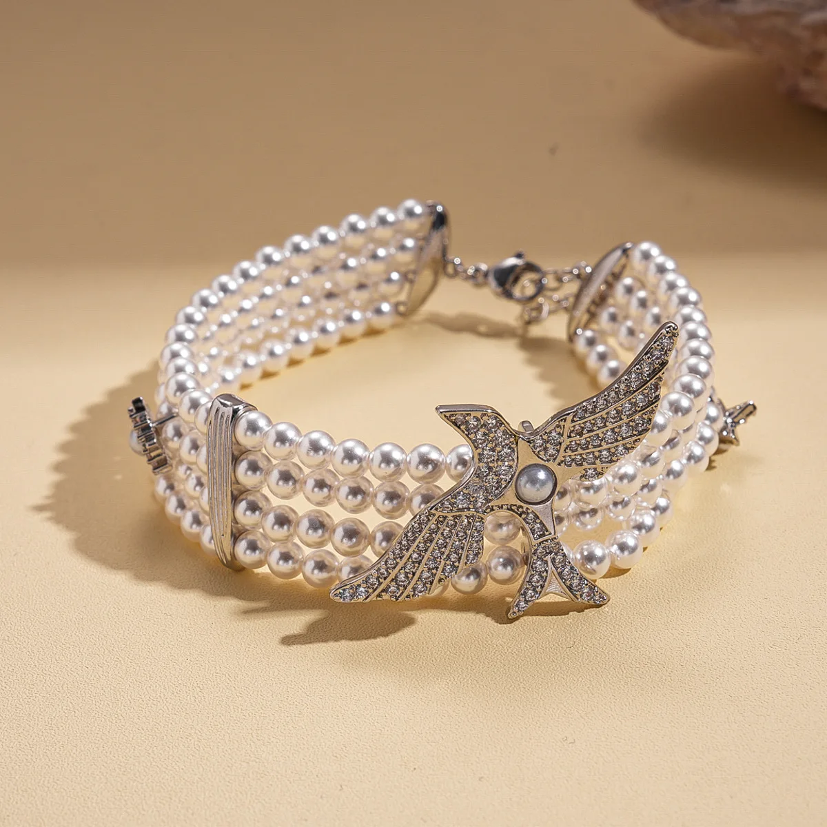 

New Korean Rhinestone Bird Multi-layer Pearl Bracelet for Women Party Elegant Fashion All-match Bracelet Female Jewelry Gifts
