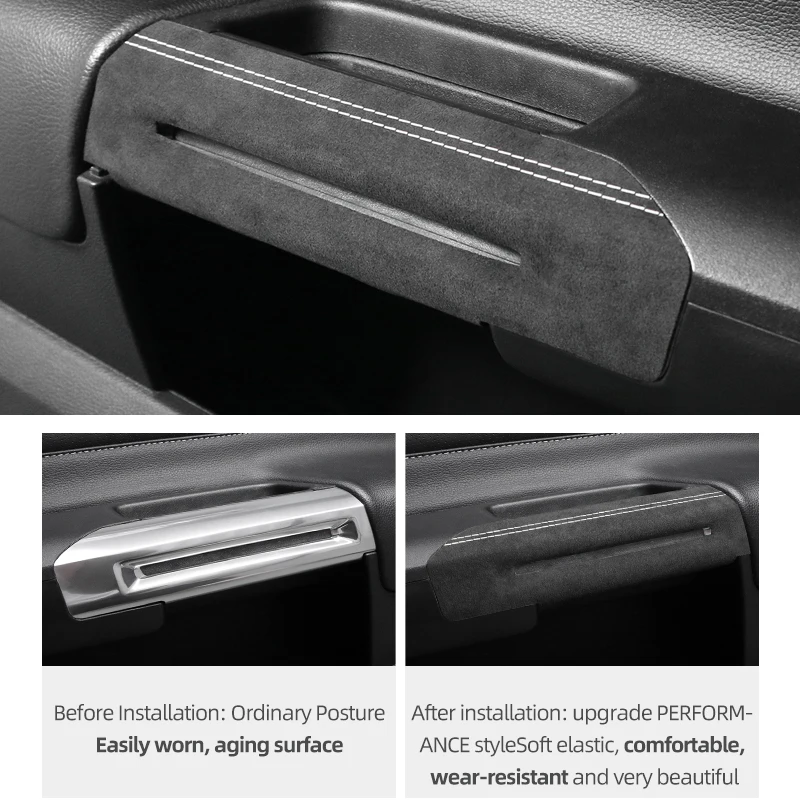 For Ford Mustang GT 2015-2023 Made of Alcantara Car Interior Door Pull Handle Panel Trim Protector Sticker Tuning Accessories view 5