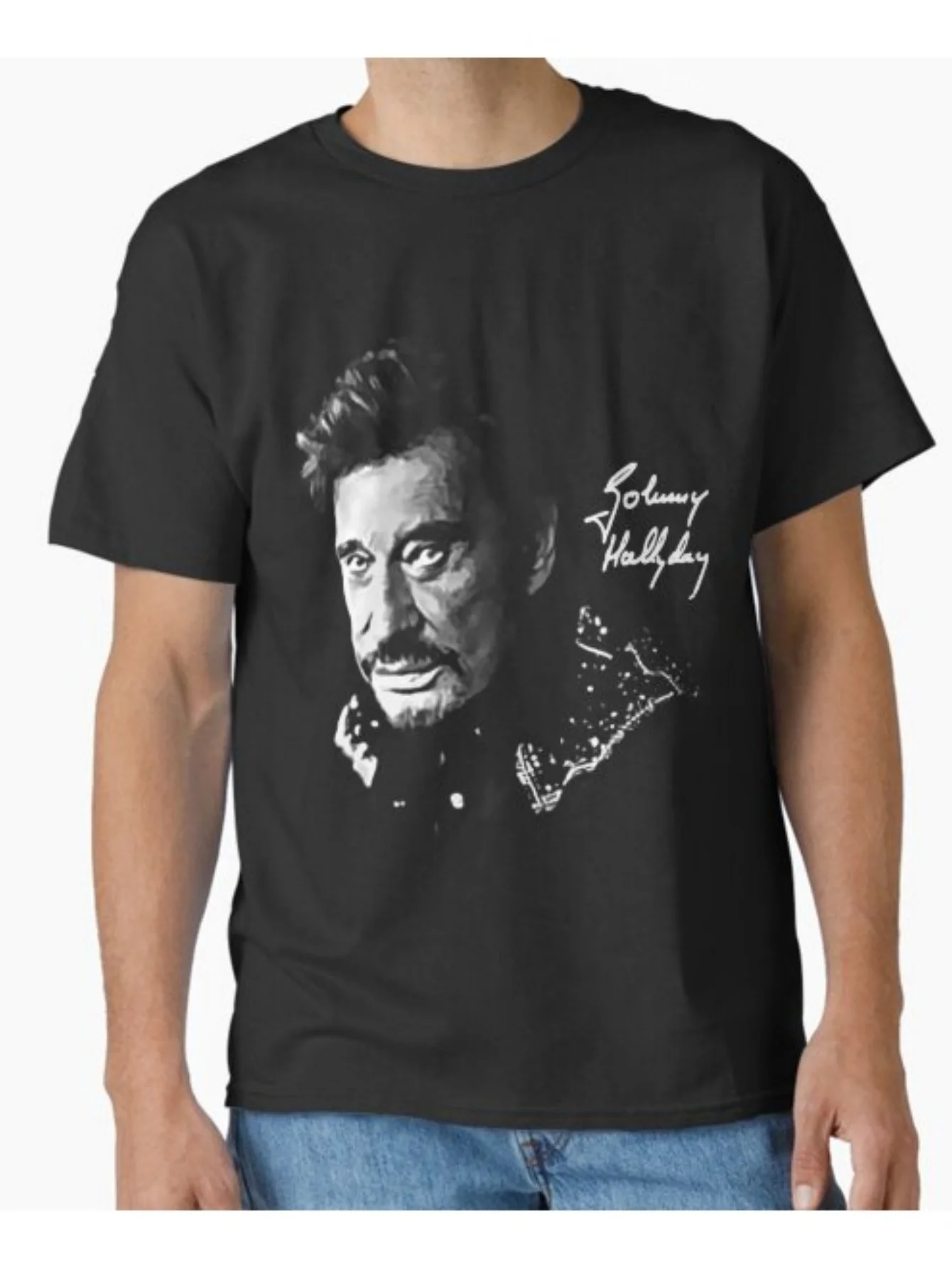 

Классическая мужская футболка Johnny Hallyday Signature, хлопок