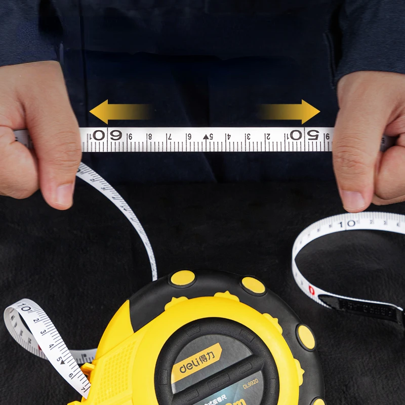 Deli 1Pcs 20/30/50M High Quality Measuring Tape Woodworking Cassette Fiber Leather Tape Measure Hand Measuring Tools