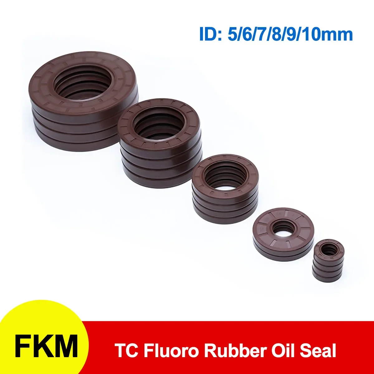 

FKM Framework Oil Seal TC Fluoro Rubber Gasket Rings Cover Double Lip with Spring for Bearing Shaft ID 5/6/7/8/9/10mm