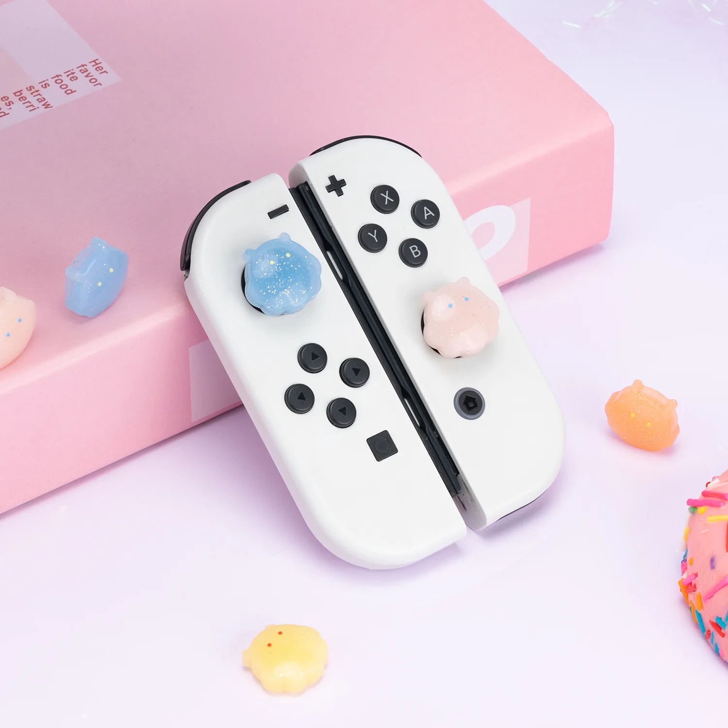 Cute Octopus Glitter Silicone Soft Thumb Stick Grip Cap Joystick Cover For Switch NS Oled/Lite Joy-con Bling Thumbstick Case