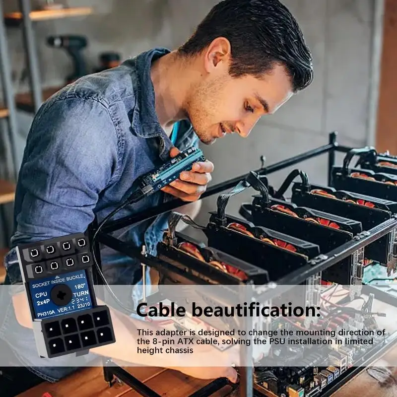 8 Pin Connector Stable 8 Pin Female To 8 Pin Male Steering Connectors Graphics Video Card Connector Extension Adapter Angled