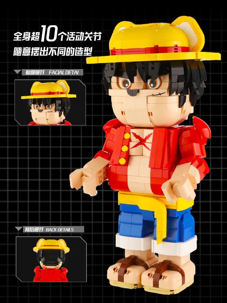 Bear Robot Building Blocks Luffy Zoro Sanji Desktop Decoration Puzzle Assembling Model Toys Birthday Gifts for Boys and Girls