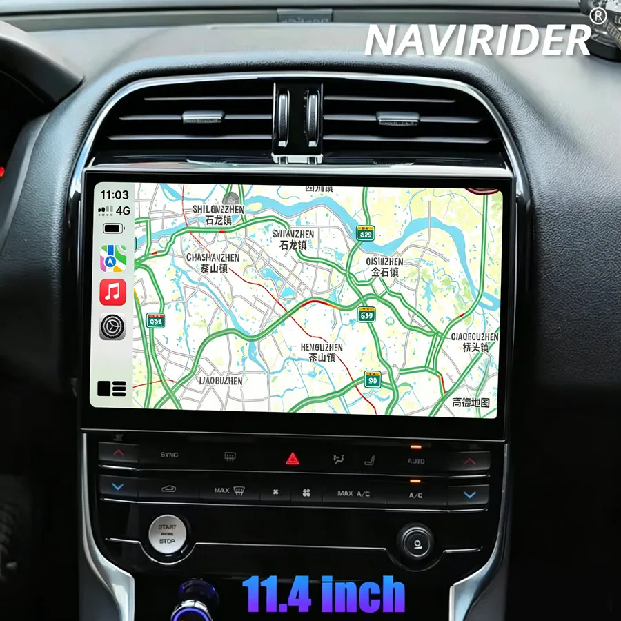 11.4 Inch QLED Android 14 Car Radio Wireless Carplay Android Auto GPS Navigation Head Unit For Jaguar XE F-PACE 2016 2017 2018