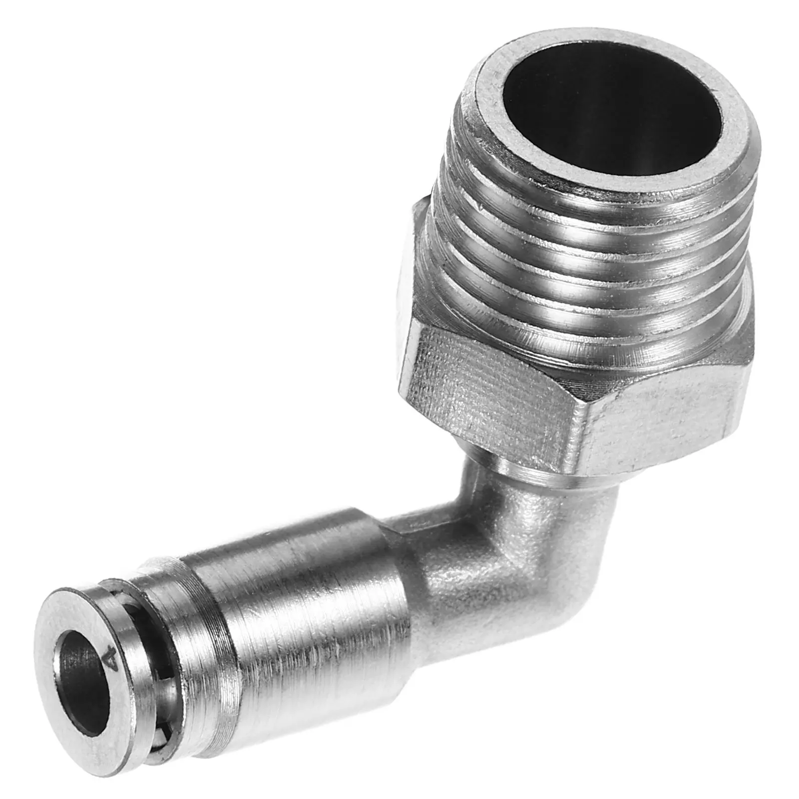 Nickel-Plated Brass 90 Degree Push to Connect Elbow Fitting for Air Compressor Pneumatic Systems with Npt Male Thread Quick