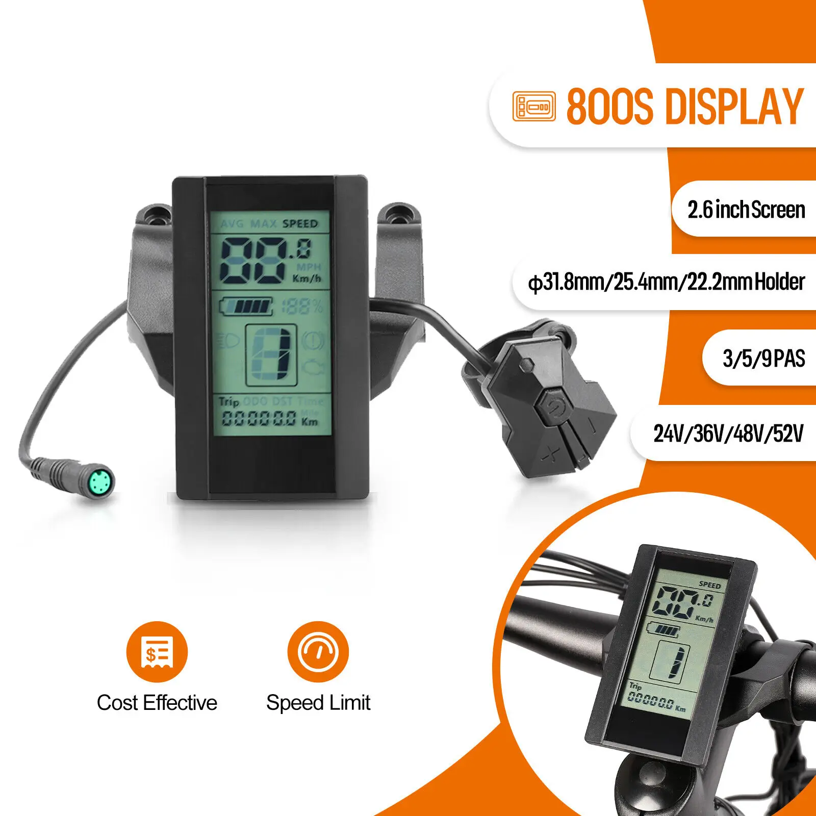 

Electric Bike Bicycle Intelligent LCD 800S Display Speedometer for Ebike BBS01 02 BBSHD 8FUN Mid Drive Motor Controller