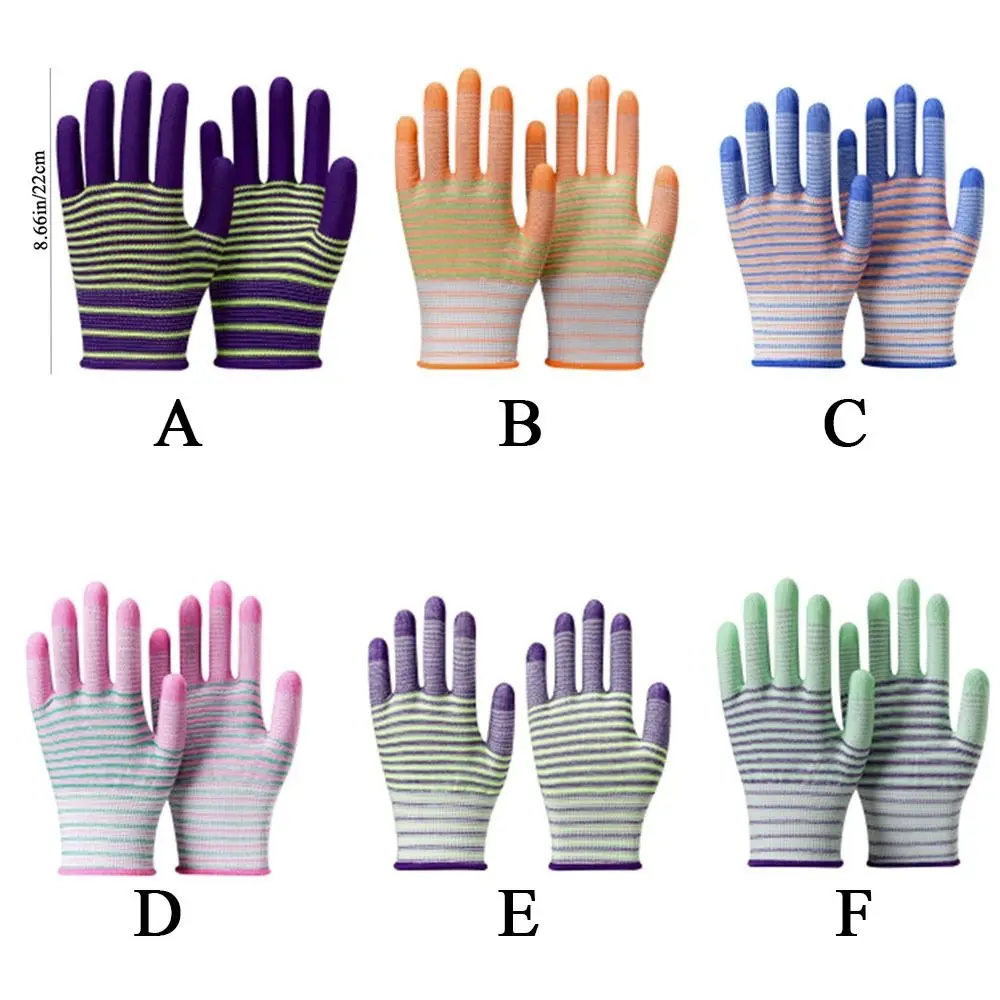 1 Pair Nylon Work Gloves Thorn Proof Non-slip Breathable Industrial Gloves Striped Anti-Static Construction