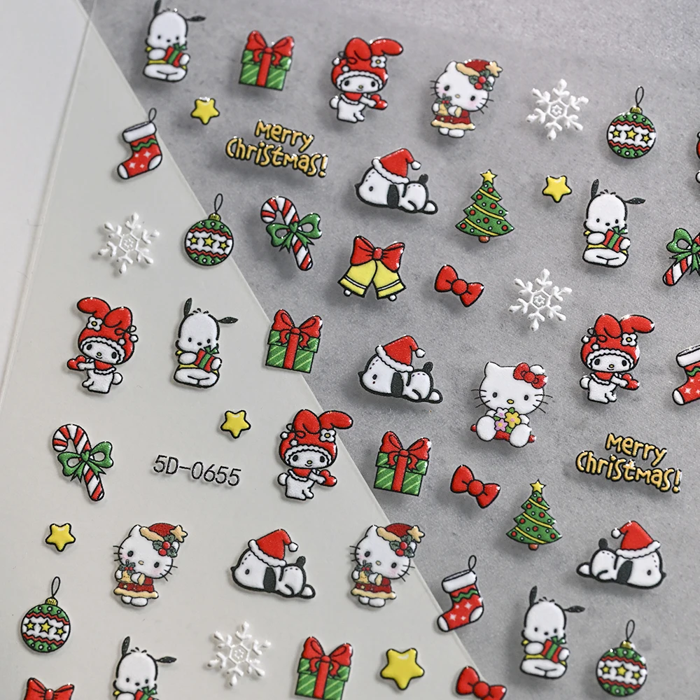 1 قطعة 2025 عيد الميلاد مسمار ملصقا الكرتون Kuromi مرحبا كيتي بلدي ميلودي مسمار ملصقات فنية احتفالية لتقوم بها بنفسك مسمار الديكور عيد الميلاد المتزلجون #6