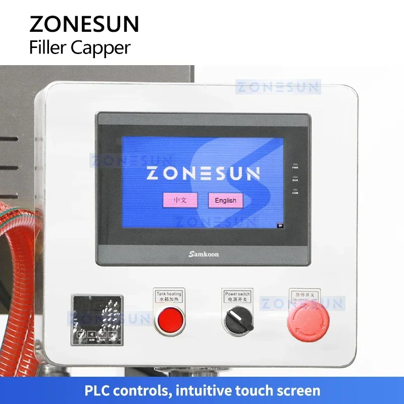 Zonesun enchimento de pistão a vapor, captador a vácuo, frasco de vidro, máquina de enchimento e selagem, economizador de alimentos, selador a vácuo ZS-FAL180B10