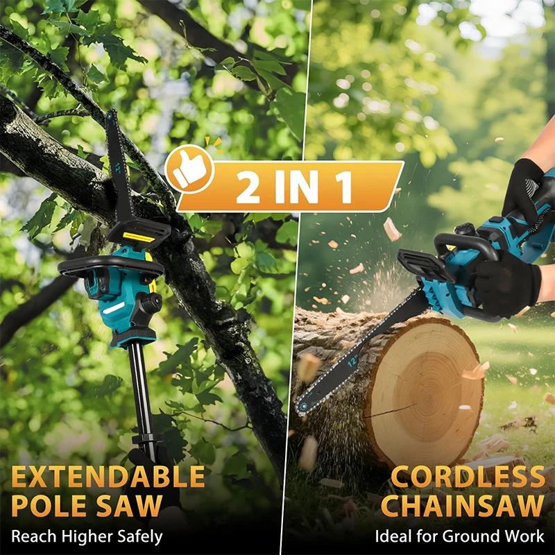 12-Inch Brushless Motor Integrated Telescopic Cordless Pole Saw Mini Battery Chainsaw For Men OEM Customizable