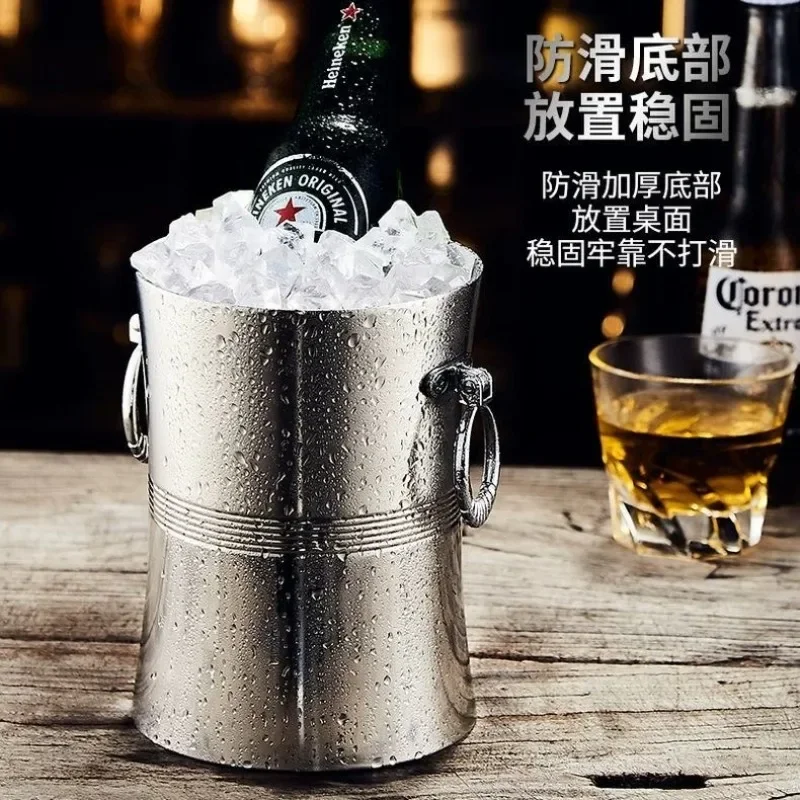 2L Commercial Bar KTV Dedicated Stainless Steel Ice Bucket Creative Beer and Red Wine Champagne Bucket  Ice Bucket Beer Cooler