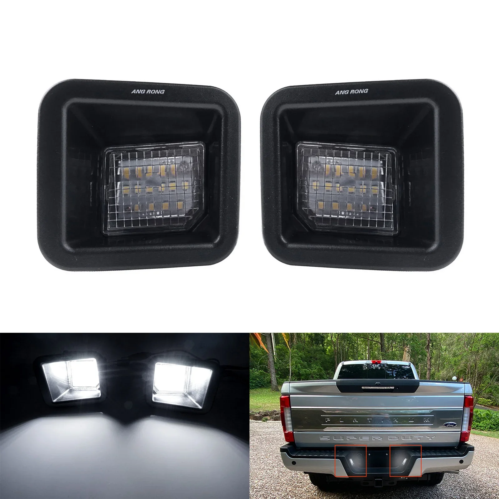 2x 6000K White LED License Plate Light Assembly For 2017-up Ford F250 F350 F450