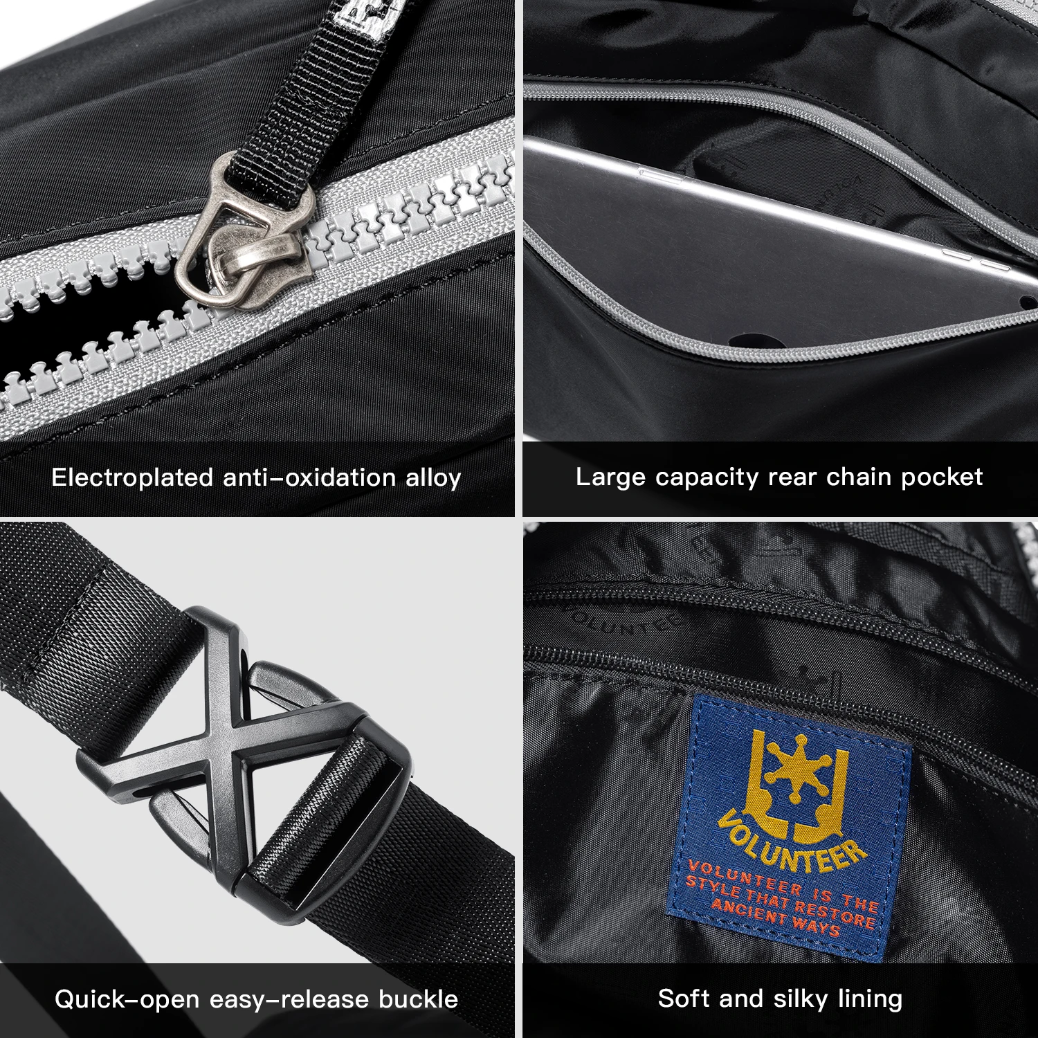 Volunteer Men's Crossbody Shoulder Bag Oxford Messenger Bag Male Casual Fashion Commuter Lightweight Sling Bags Man 1868-02