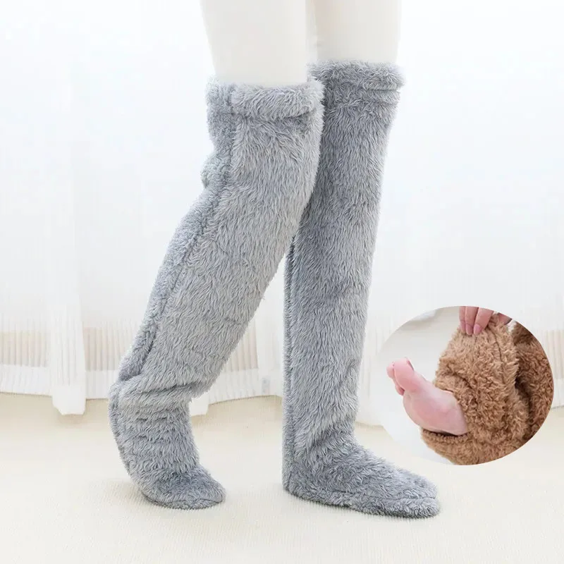 Thick Warm Knee High Socks Leg Warmers for Cold Weather Joint Protection Sleeping Air Conditioned Room Foot Cover