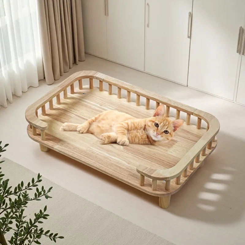 

Cat litter dog bed solid wood removable washable teddy Pomeranian golden hair small and medium pet bed off the ground