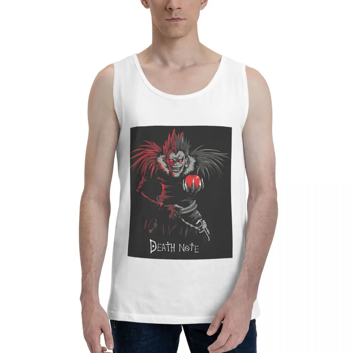 Anime Death Note L-Lawliet 100% Cotton Men's Sweatshirt Vest Sleeveless Clothing Tees Men Tank Tops T-shirt