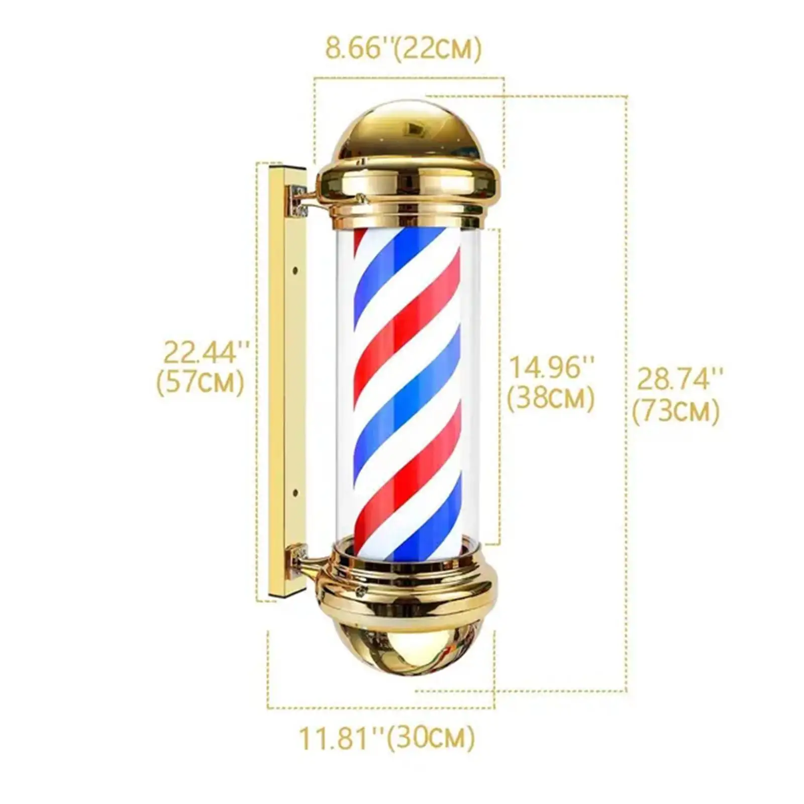 Barber Light Pole Open Sign Stripes Classic Sign Illuminating Barbershop Rotating Light Fixture for Outdoors Hair Salon Outside