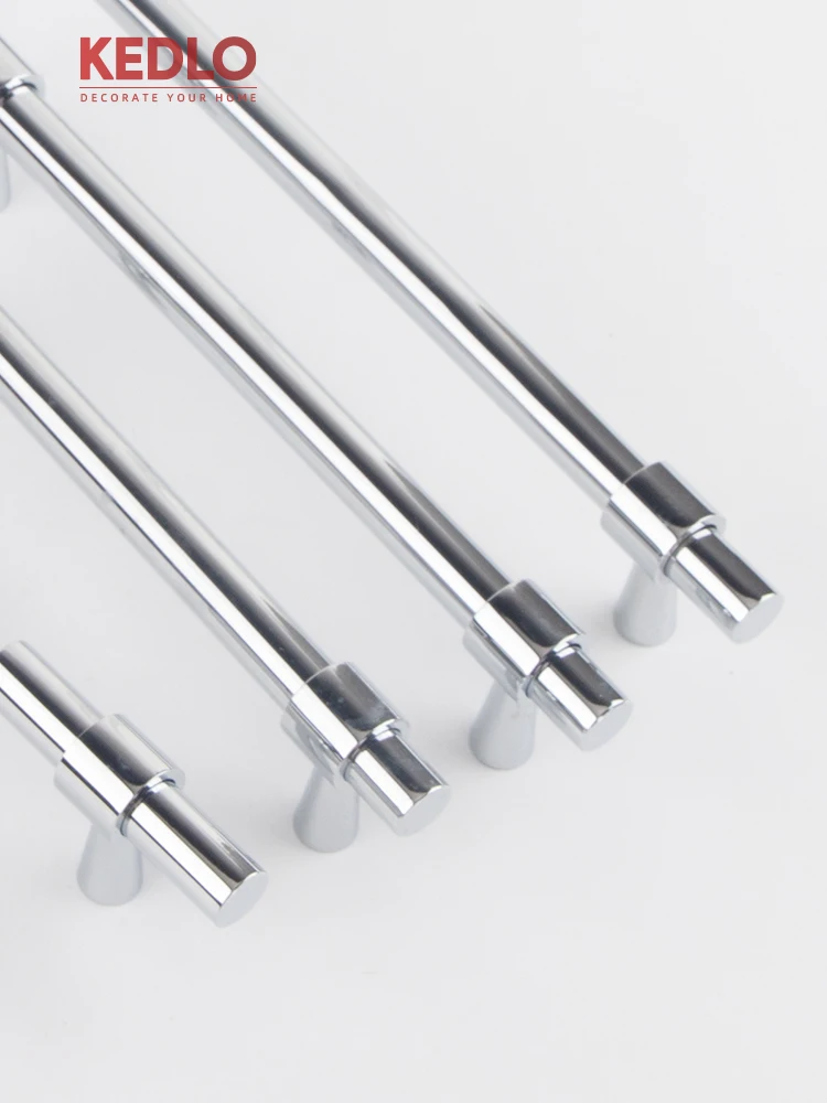 KEDLO Europäischer Stil Luxuriöser Massiver Messinggriff mit Gebürstetem Nickel für Küchenschubladen, Glänzend Silberner Langer Griff – Detail 11