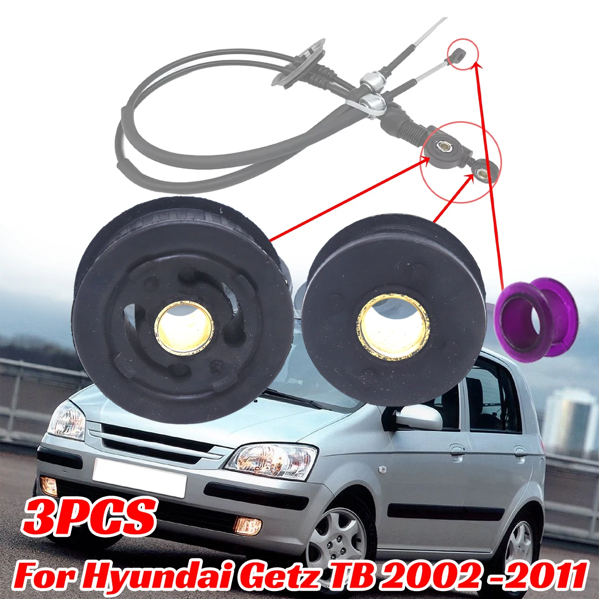 جلبة كابل التروس جروميت لشركة هيونداي جيتز TB 2002 -2011 علبة التروس شيفتر رافعة كابل التحكم الربط كلا نهاية كليب طقم تصليح #1