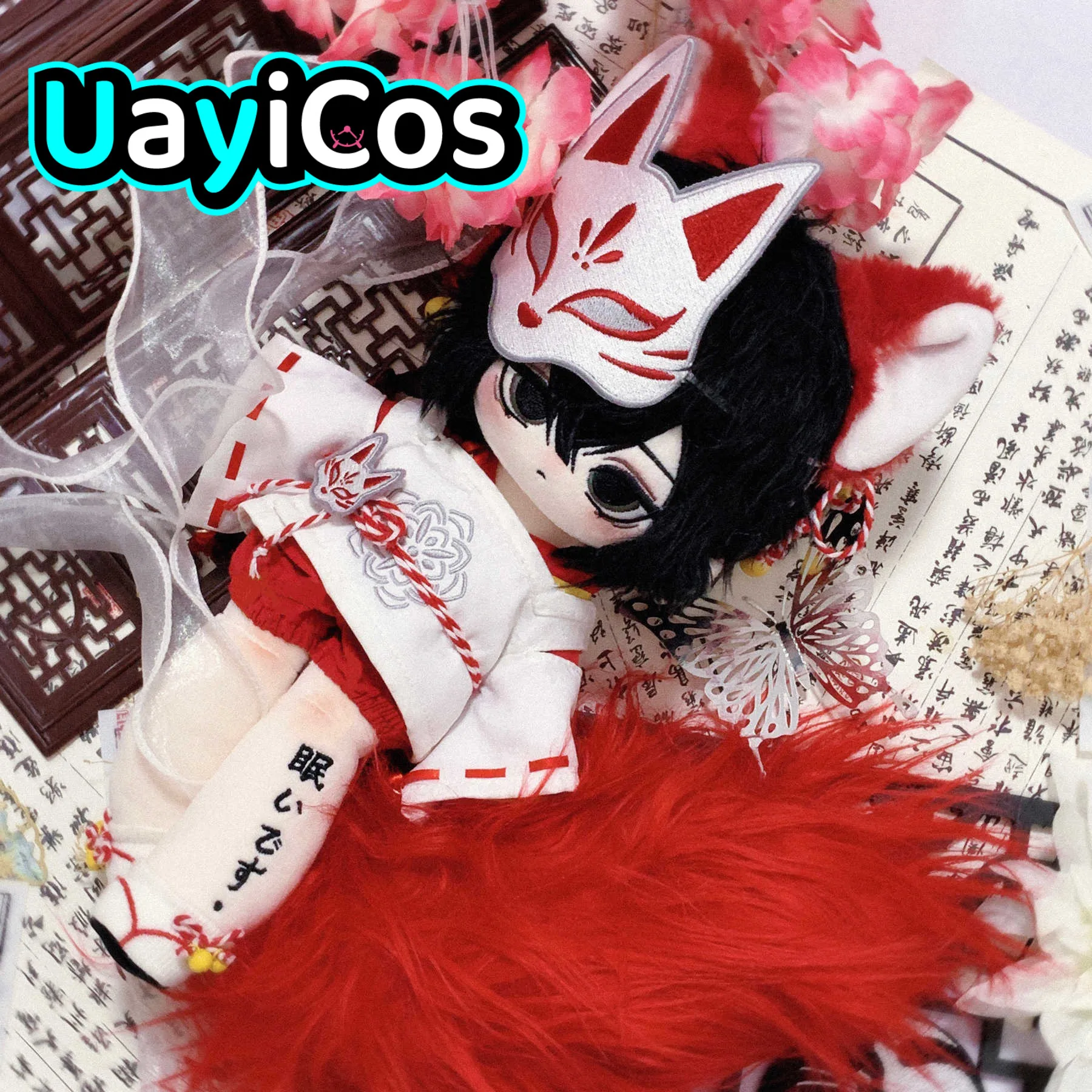 20cm Doll Clothes Red Fox Ear Tail Fox Head Belt Mask Kimono Hairpin Skirt Clothes Plushies Plush Doll Accessories Anime Toy Kid