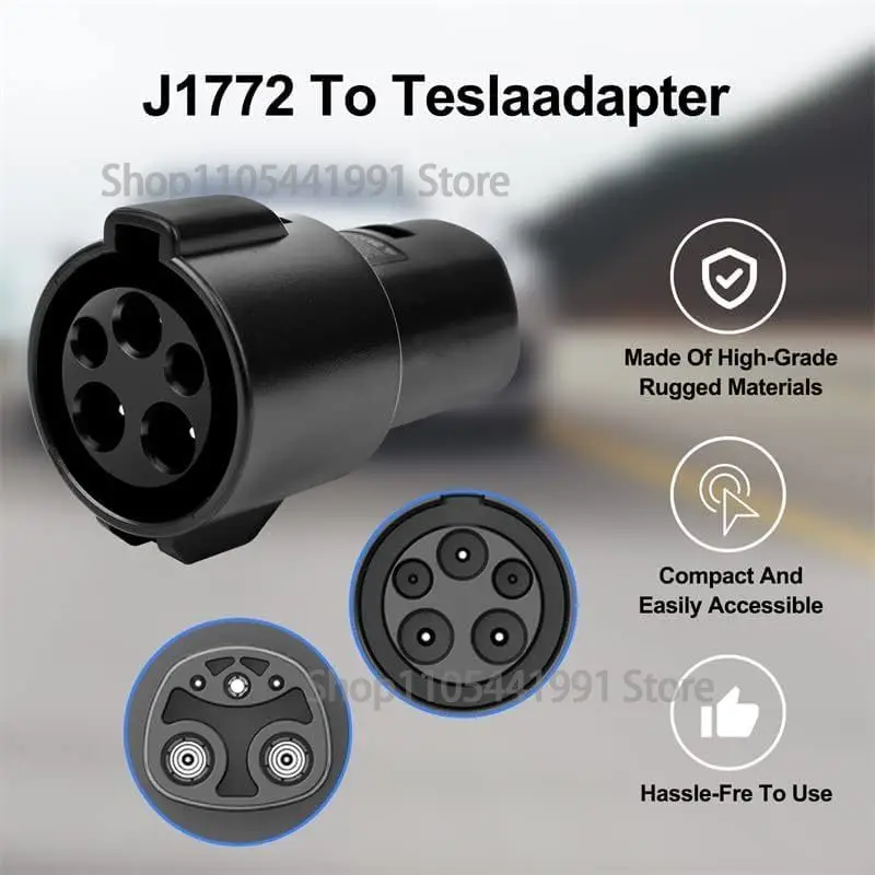 J1772 Charger Adapter Compatible Tesla Model 3/Y/X/S 80 Amp / 240 AC-Compatible with SAE J1772 Charger[Only for Tesla Car]