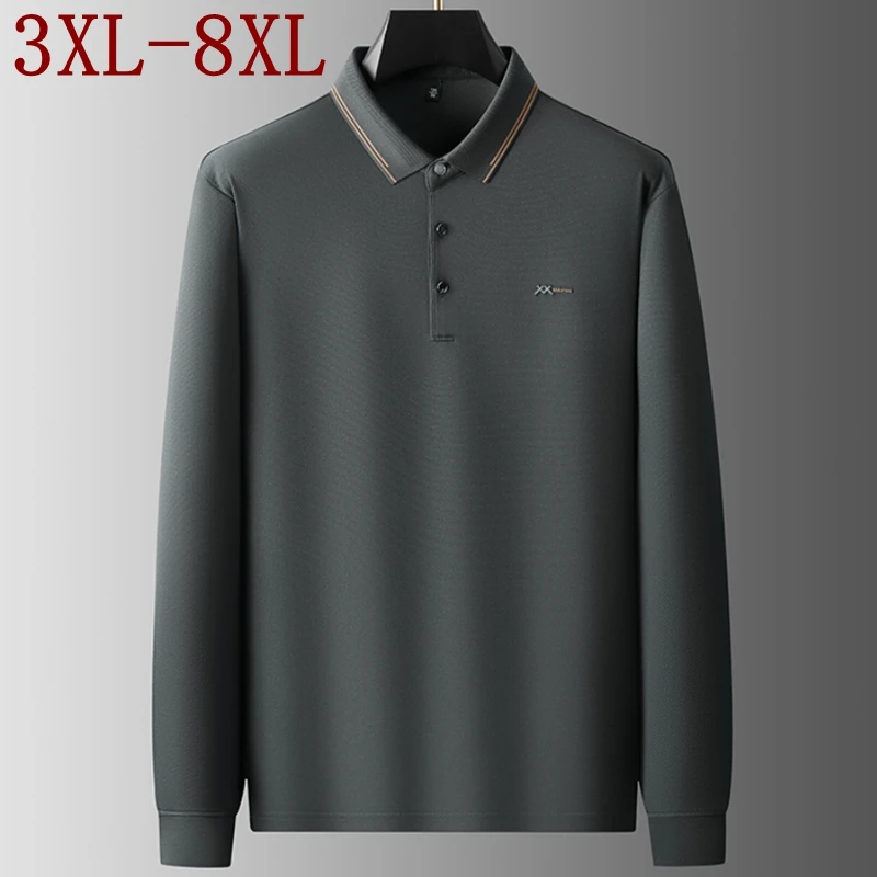 

8XL 7XL 6XL 2025 Новый дизайн Высококачественная роскошная рубашка-поло Мужская одежда Модные мужские рубашки с принтом с длинным рукавом Свободные поло Homme