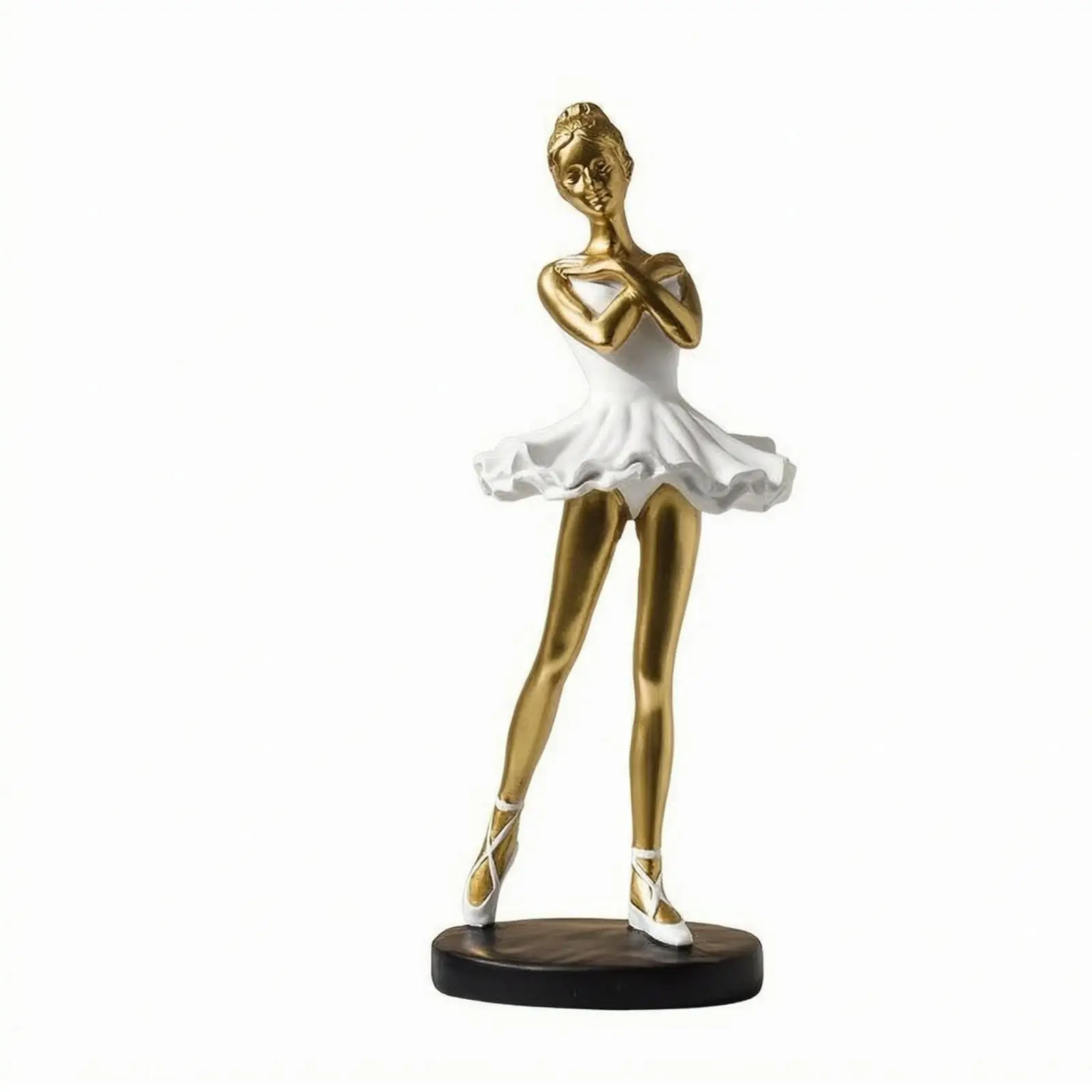 Elegant Resin Ballet Girl Statue Decorative Figure Golden Ballerina Sculpture for Room Art Decor Desk Table Ornament