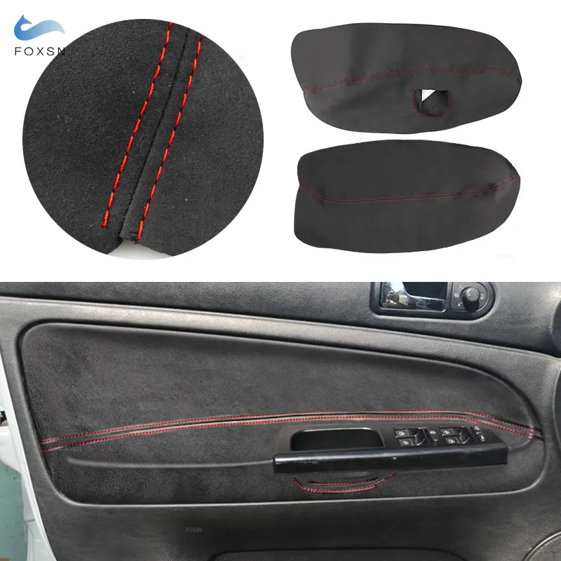 Suede Leather red line Car Accessories Door Panel Armrest Cover Trim For VW Passat B5 1998 1999 2000 2001 2002 2003 2004 2005