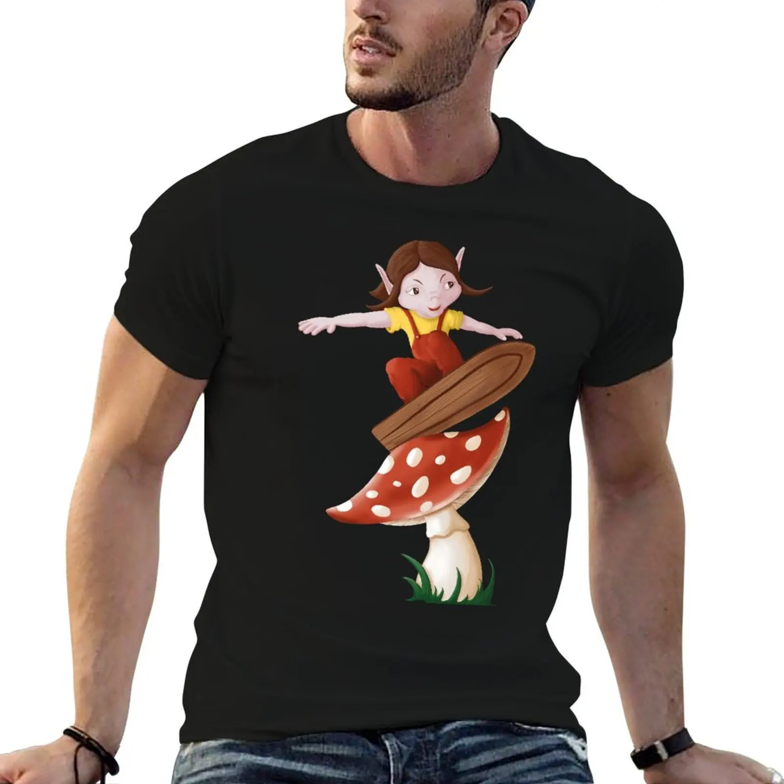 Elf on the board T-Shirt quick drying graphic t shirt vintage T-shirts for men cotton
