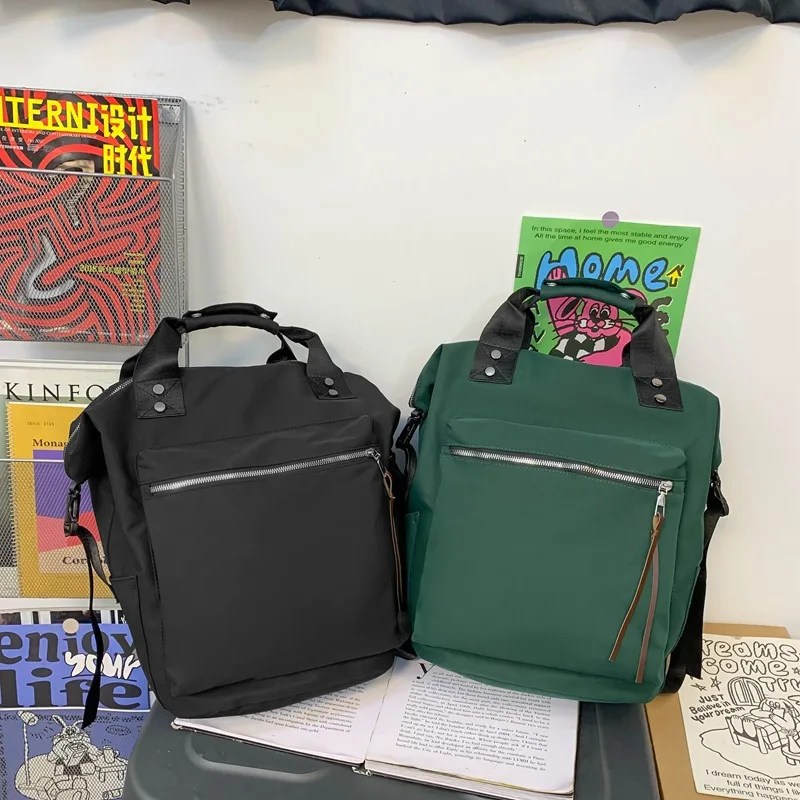 2022 nuovo zaino in Nylon impermeabile verde nero per borsa da scuola semplice da uomo e da donna per borsa da viaggio a tracolla per ragazza