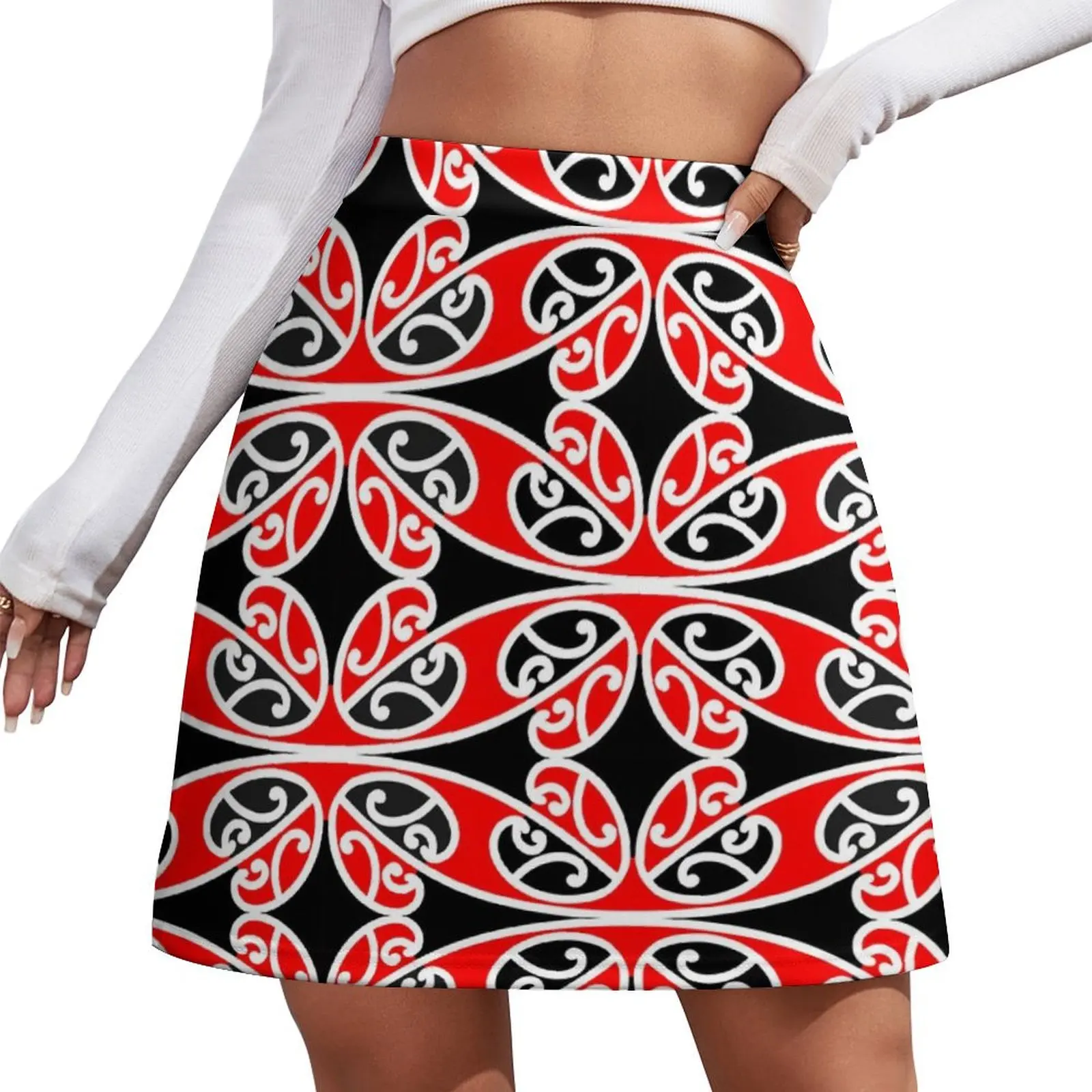 Maori Traditional Pattern Hammehead Shark Mini Skirt korean ladies summer Skirt for girls