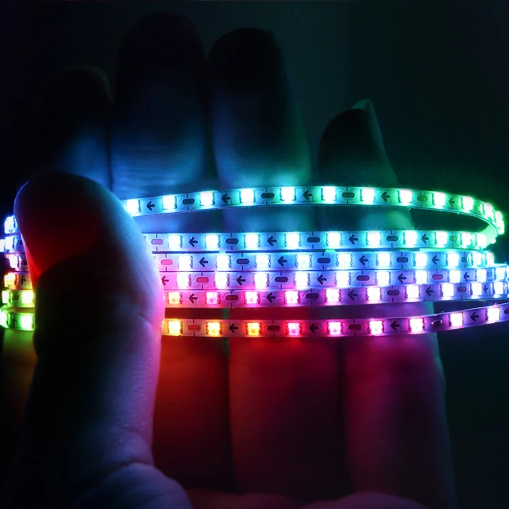 WS2812B IC Ultra Narrow LED Strip, Individually Addressable 160LEDs/m Dream Color Flexible Smart Lighting Tape for Living room