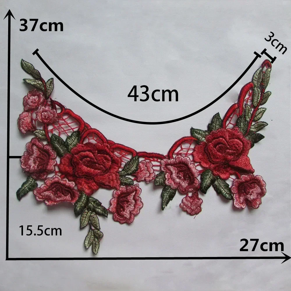 Red polyester embroidery hollowed out Collar shape sewing lace Wholesale sales 1-10 pieces DIY decorative clothing accessories