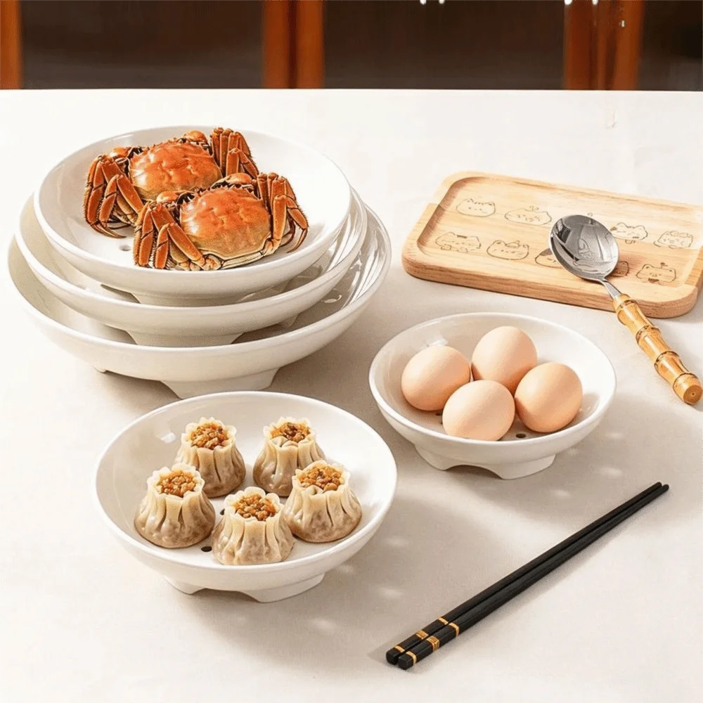 High-legged Ceramic Steamer Hollow Porous Small Hole Food Steaming Dish High Temperature Resistant Food Grade Steaming Bowl