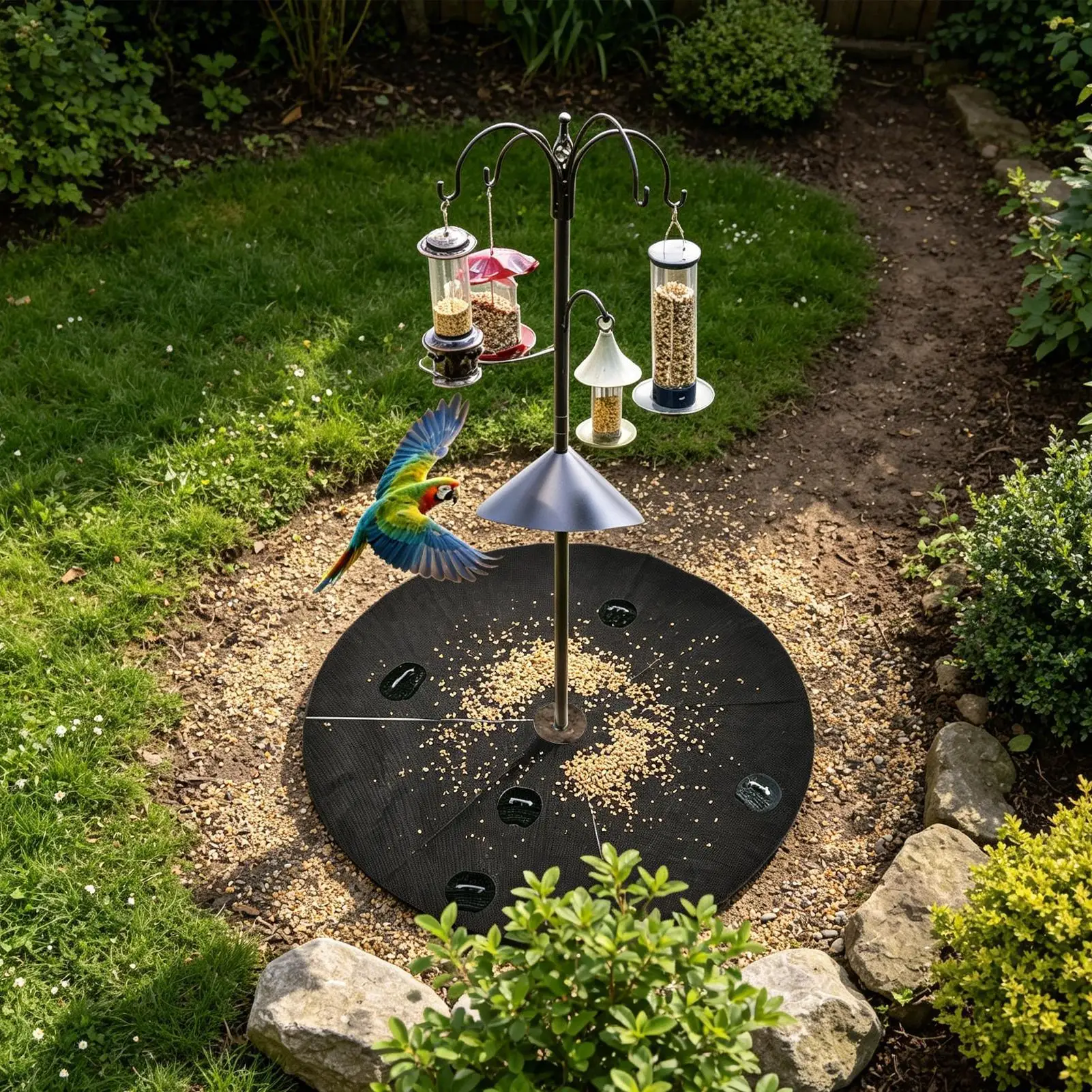 ground bird feeder mat breathable non-woven fabric 47.2in Protector Outdoor Under Bird Feeder Catcher Foodstays lawn protection