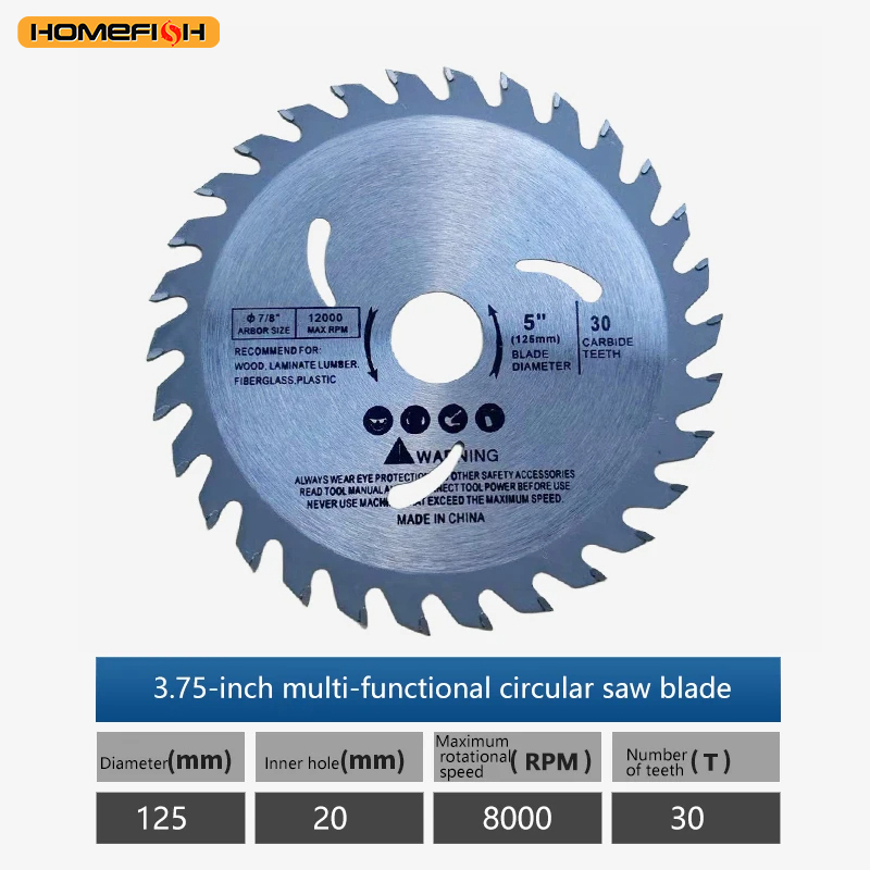  125mm 5 Inch Circular Saw Blade 30 Teeth Carbide Wood Cutting Disc 20mm Bore for Woodworking 