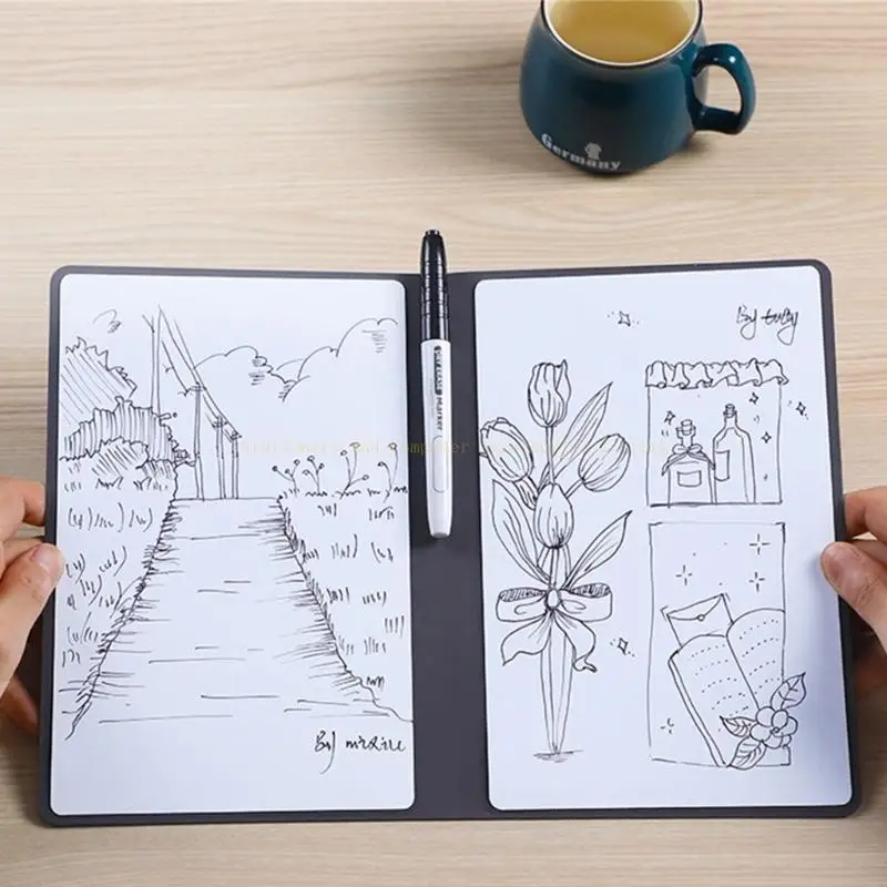 Double-Side Whiteboard Notebook with Erasable Marker for Office Meeting