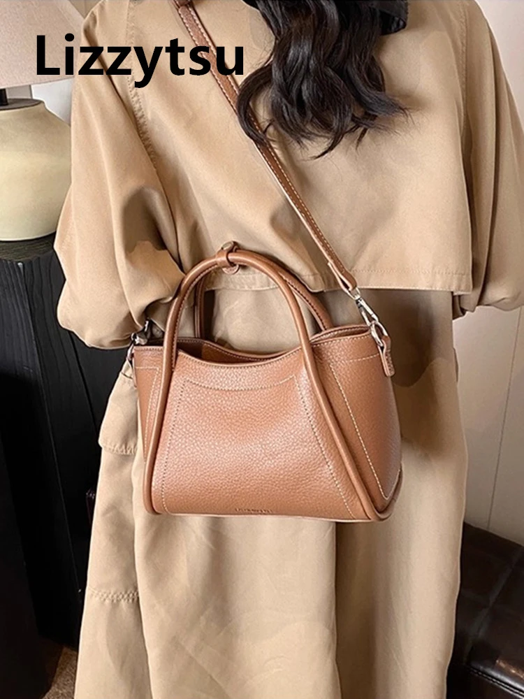 

Lizzytsu Vintage Casual PU Square Bag Women Korean Easymatch Streetwear Shoulder Bag Daily Wear Large Capacity Crossbody Bag
